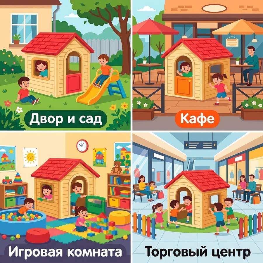 Где ставить детский игровой домик: двор, кафе, игровая комната, торговый центр