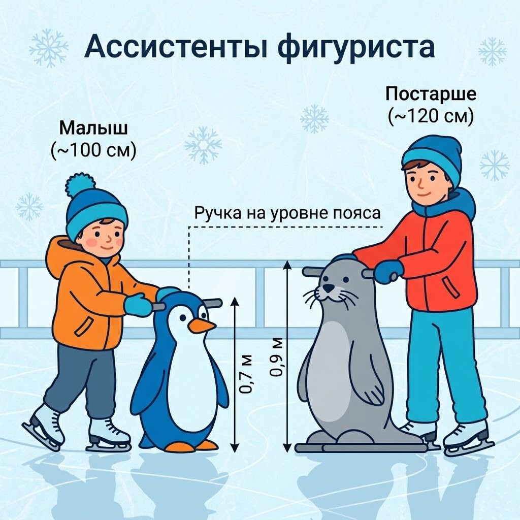 Выбор ассистента фигуриста по размеру: ручка на уровне пояса ребёнка