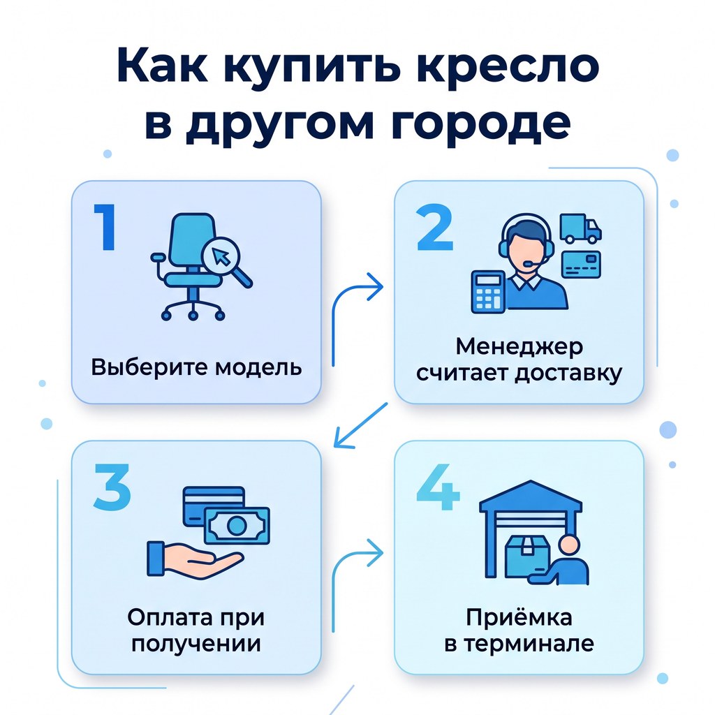 Как купить массажное кресло в другом городе: выберите модель, менеджер считает доставку, оплата при получении, приёмка в терминале транспортной компании